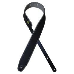 - 2.5″ Padded Upholstery Leather Guitar Strap - Black & Grey>Colonial Leather Hot
