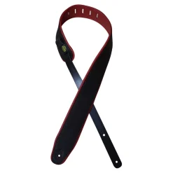 - 2.5″ Padded Upholstery Leather Guitar Strap - Black & Red>Colonial Leather Outlet