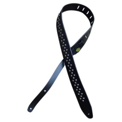 - 2.5" Leather Studded Guitar Strap - Black>Colonial Leather Online