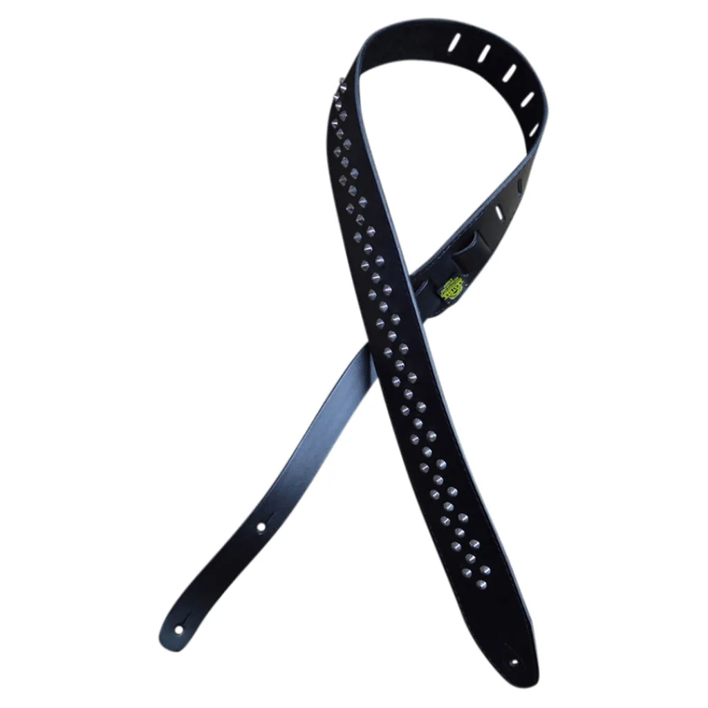 - 2.5" Leather Studded Guitar Strap - Black>Colonial Leather Online