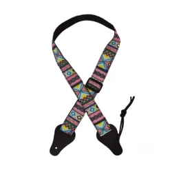 - Ukulele Jacquard Strap - Hour Glass Pink Blue>Colonial Leather New