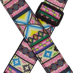 - Ukulele Jacquard Strap - Hour Glass Pink Blue>Colonial Leather New