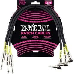 45 cm Feet Straight / Angle Patch Cable 3 Pack, Black>Ernie Ball New