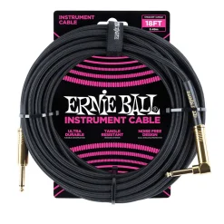 5.5 Meters Braided Straight / Angle Inst Cable, Black>Ernie Ball New