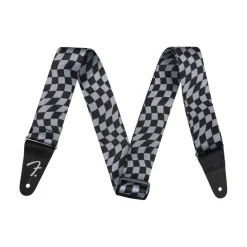 Wavy Checkerboard Guitar Strap - Gray and Black, 2">Fender Outlet