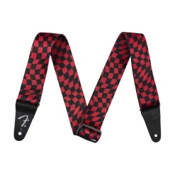 Wavy Checkerboard Guitar Strap - Red and Black, 2">Fender Best