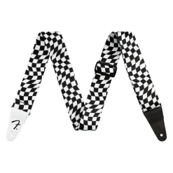 Wavy Checkerboard Polyester Strap Black and White>Fender Sale