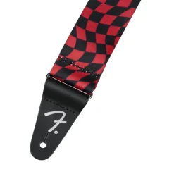 Wavy Checkerboard Guitar Strap - Red and Black, 2">Fender Best