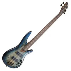 Ibanez 5 String*SR6605 5-String Bass Mappa Burl Top with Rosewood Fretboard and Case - Ghost Fleet Blue Burst