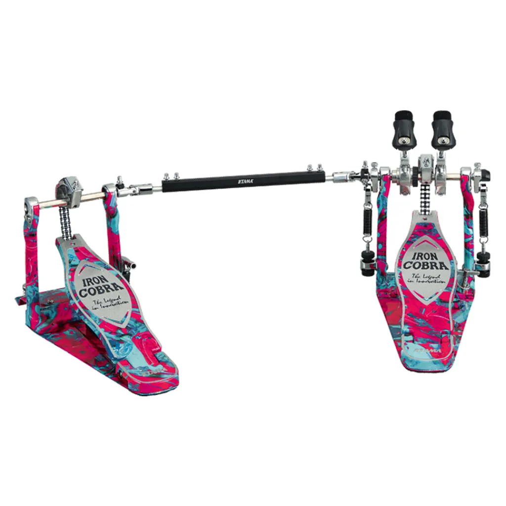 50th Anniversary Limited Iron Cobra Power Glide Twin Pedal - Marble Coral Swirl>Tama Best